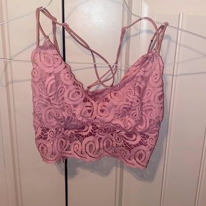 Pink lace bralette